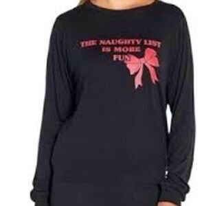 Playful Black Top with Red Bow Graphic size small